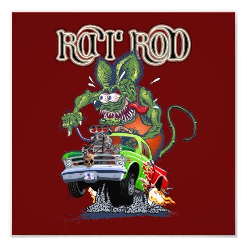 Cartoon retro rat rod photo print