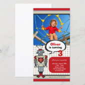 Cartoon Retro Robot Cute Kids Boy Birthday Party (Front/Back)