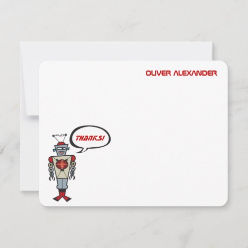 Cartoon Retro Robot Kids Boy Birthday Thank You