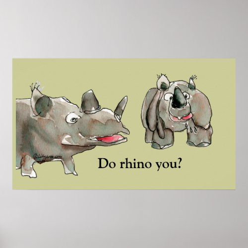 Cartoon Rhino Custom Poster Print