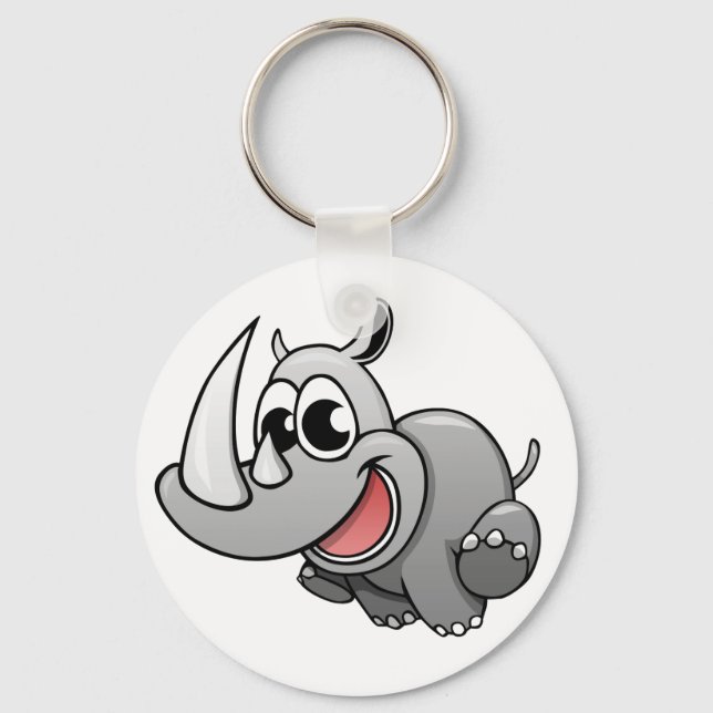 Cartoon Rhino Keychain (Front)