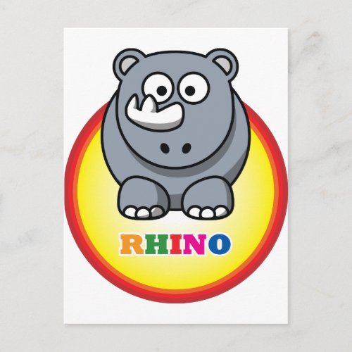 Cartoon Rhino Postcard
