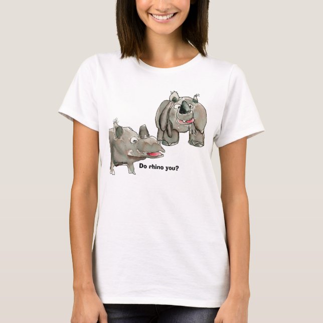 Cartoon Rhino You Custom T-Shirt Apparel (Front)