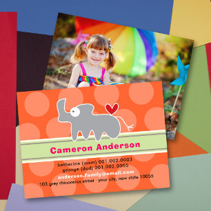 Cartoon Rhinoceros Kid Profile Photo Calling Card