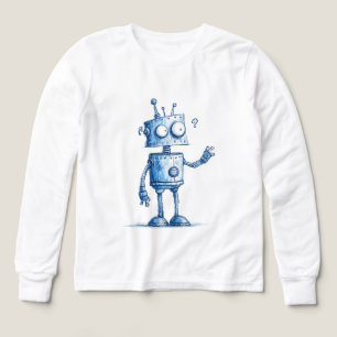 Cartoon Robot Buddy — Hand-Drawn Style Tri-Blend Shirts