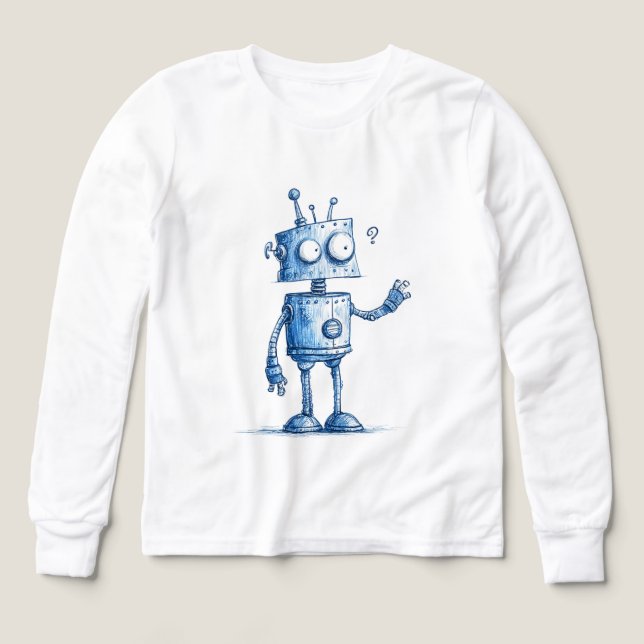 Cartoon Robot Buddy — Hand-Drawn Style Tri-Blend Shirts (Design Front)