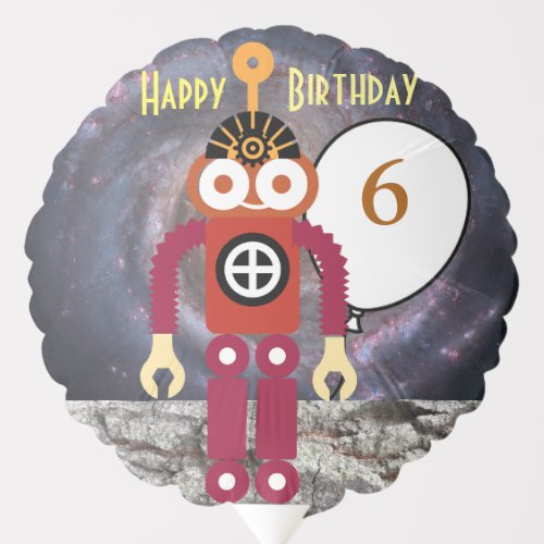 Cartoon Robot Editable Childrens Birthday   Balloon