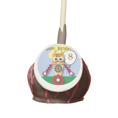 Cartoon Robot Editable Childrens Birthday   Cake Pops