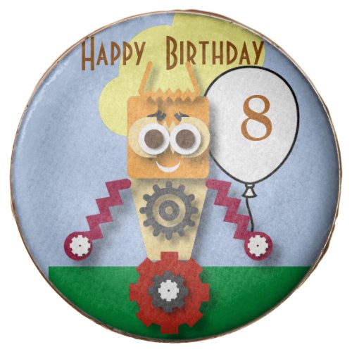 Cartoon Robot Editable Childrens Birthday   Chocolate Covered Oreo