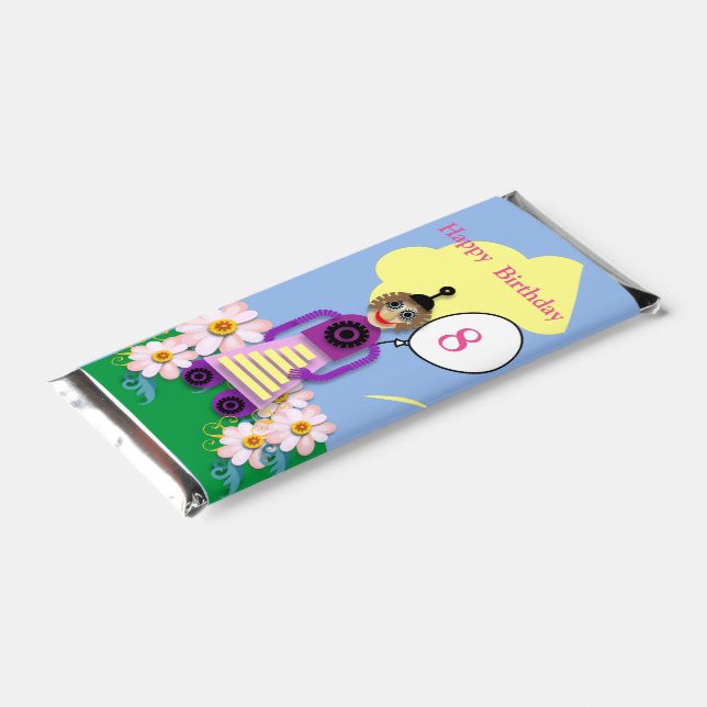 Cartoon Robot Editable Children’s Birthday   Hershey Bar Favors (Angled)