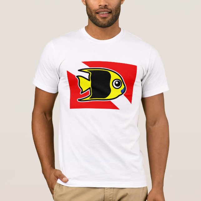 Cartoon Rock Beauty Dive Flag T-Shirt (Front)