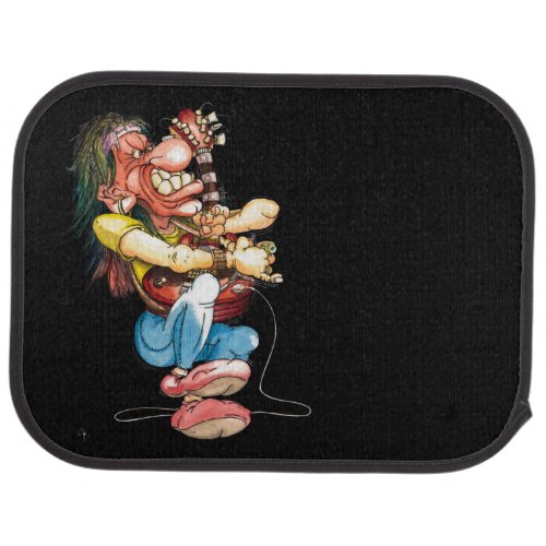 Cartoon Rock Star Playing Guitar Car Floor Mat