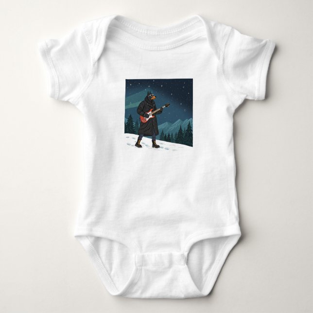 Cartoon Rocker Dog Under the Stars Baby Bodysuit (Front)