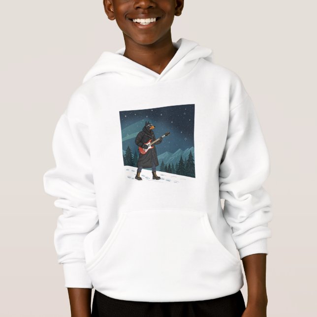 Cartoon Rocker Dog Under the Stars Hoodie (Front)
