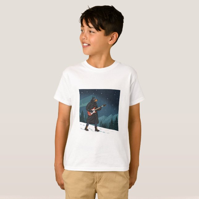 Cartoon Rocker Dog Under the Stars T-Shirt (Front Full)