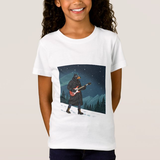 Cartoon Rocker Dog Under the Stars T-Shirt (Front)