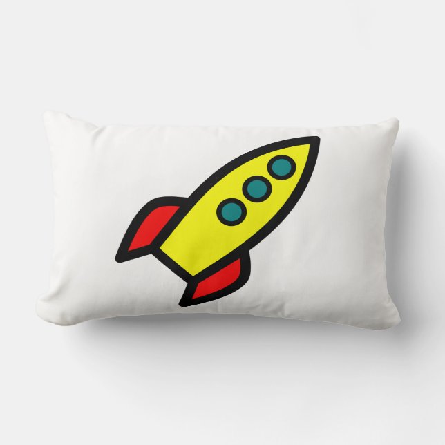 Cartoon Rocket Lumbar Pillow (Front)