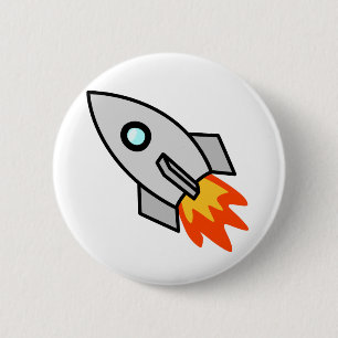 Cartoon Rocket Ship Button