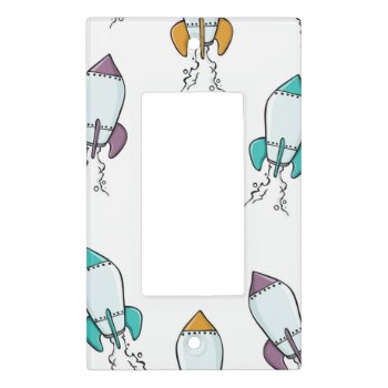 Cartoon Rocket Ship Fun Design Light Switch Cover by GroovyFinds at Zazzle
