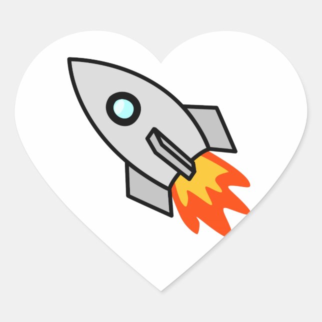 Cartoon Rocket Ship Heart Sticker (Front)