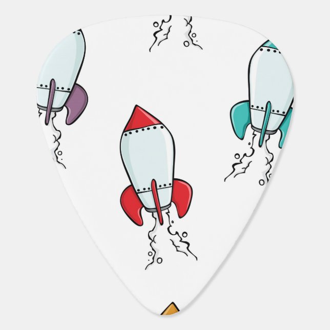 Cartoon Rocket Ship Pattern Guitar Pick (Back)