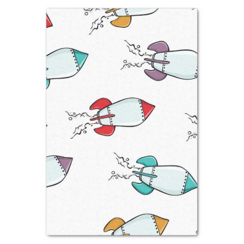 Cartoon Rocket Ship Pattern Tissue Paper