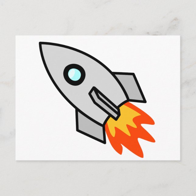 Cartoon Rocket Ship Postcard (Front)