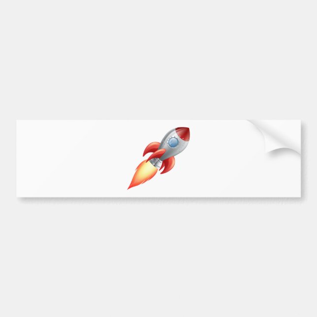 Cartoon rocket space ship bumper sticker (Front)