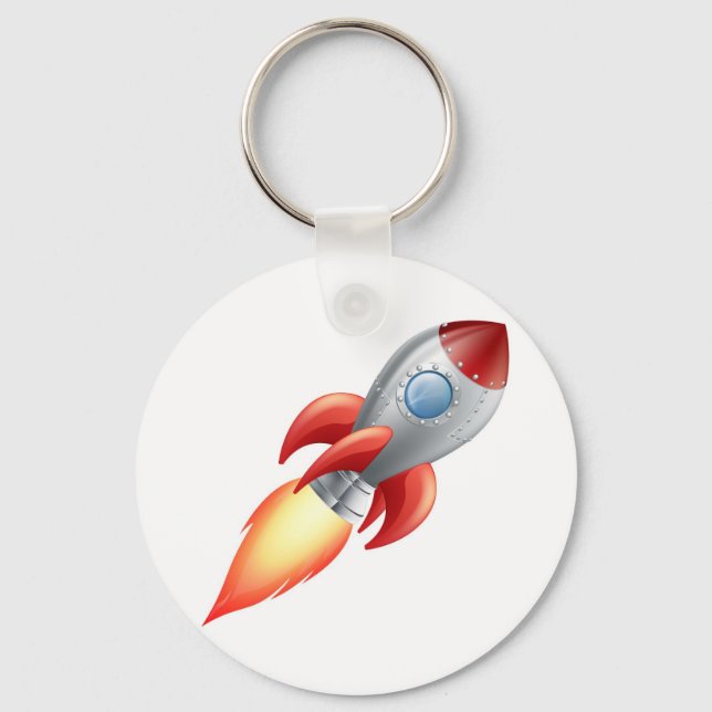 Cartoon rocket space ship keychain (Front)