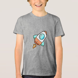 Cartoon Rocket T-Shirt – Blast Off to Fun! Tri-Blend Shirt