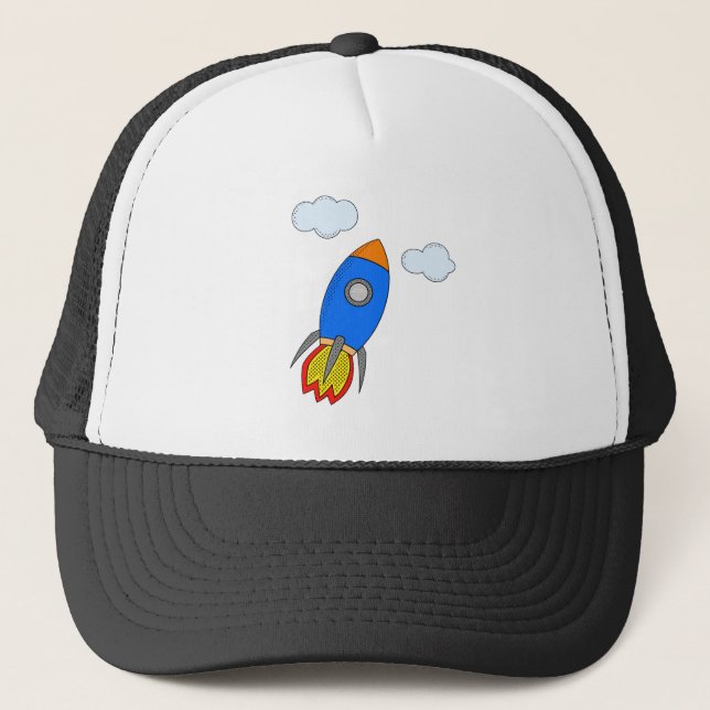 Cartoon Rocket Trucker Hat (Front)