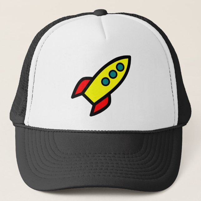 Cartoon Rocket Trucker Hat (Front)