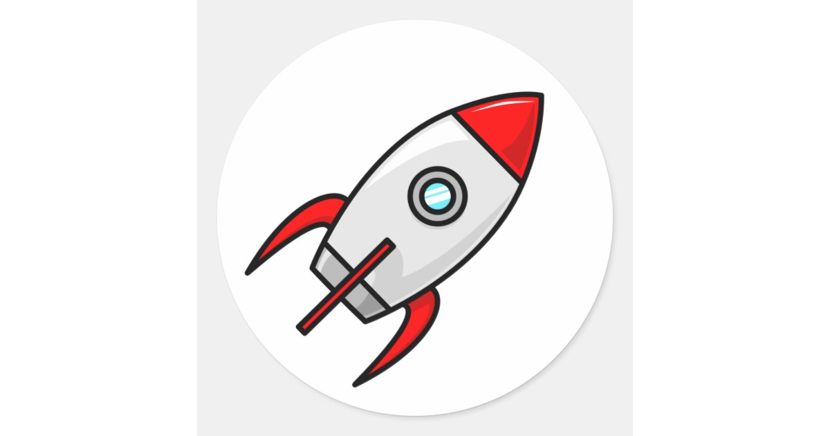 Cartoon Rocketship Sticker | Zazzle