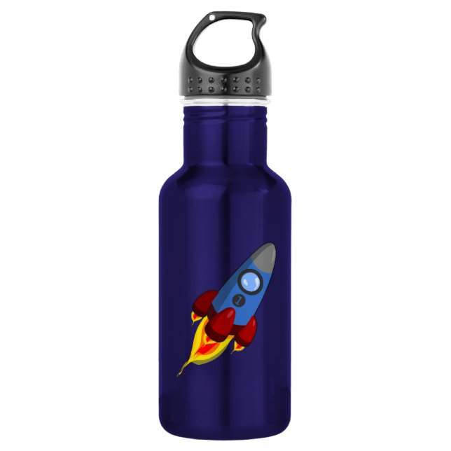 Cartoon Rocketship Water Bottle (Front)