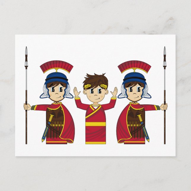 Cartoon Roman Emperor and Soldiers Postcard (Front)
