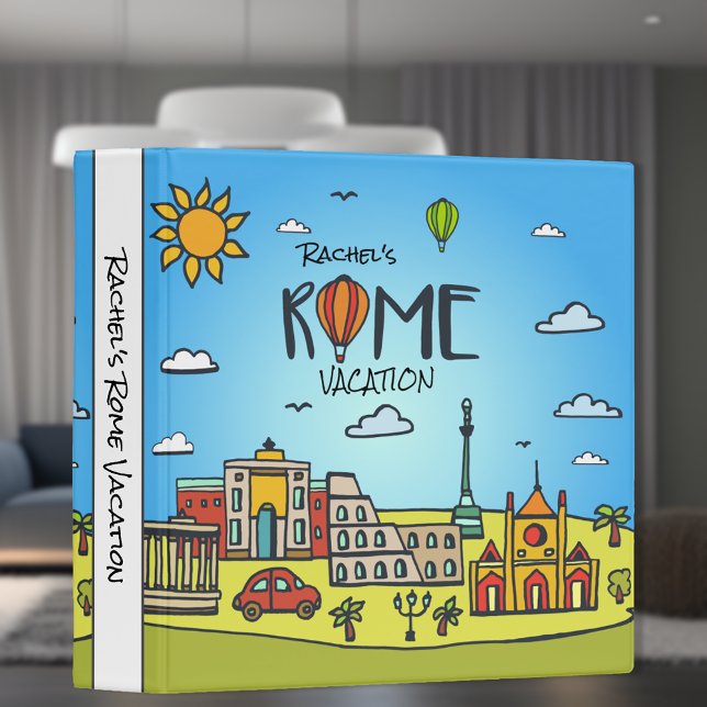 Cartoon Rome Vacation Scrapbook Album 3 Ring Binder (Creator Uploaded)