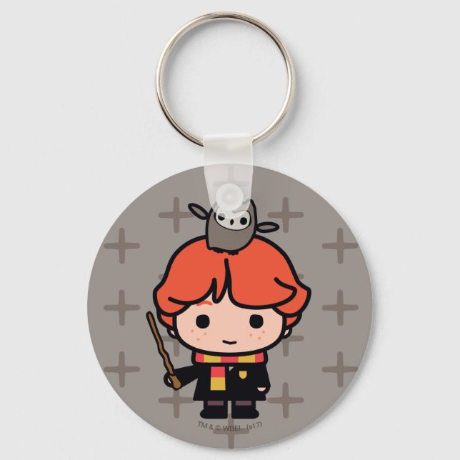 Cartoon Ron Weasley and Pigwidgeon Keychain (Front)