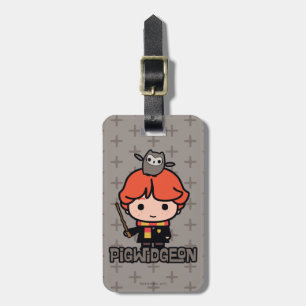 Cartoon Ron Weasley and Pigwidgeon Luggage Tag