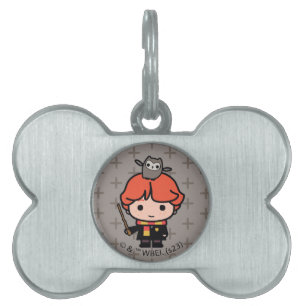 Cartoon Ron Weasley and Pigwidgeon Pet ID Tag