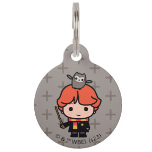 Cartoon Ron Weasley and Pigwidgeon Pet ID Tag