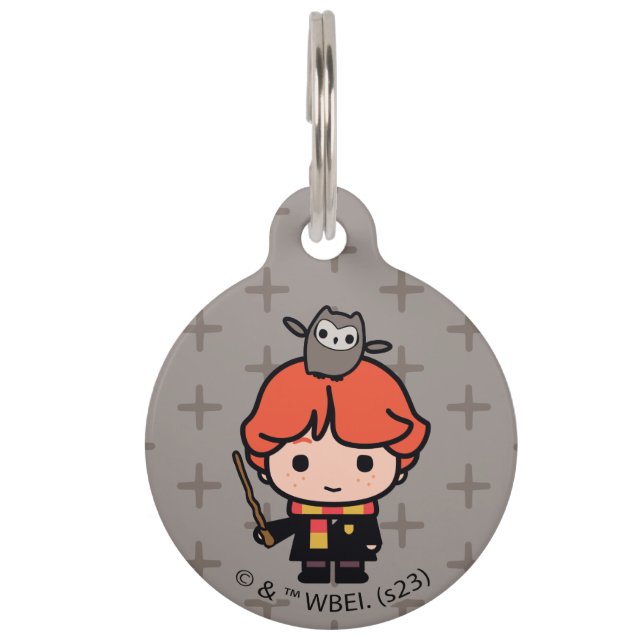 Cartoon Ron Weasley and Pigwidgeon Pet ID Tag (Front)