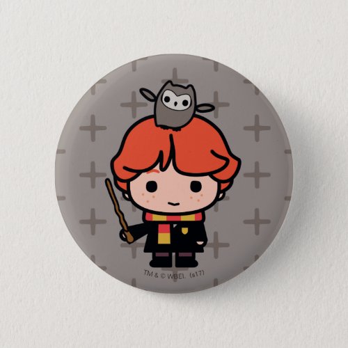 Cartoon Ron Weasley and Pigwidgeon Pinback Button