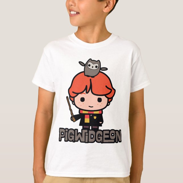 Cartoon Ron Weasley and Pigwidgeon T-Shirt (Front)