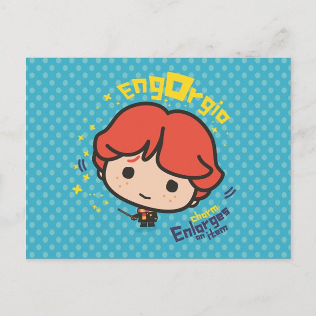 Cartoon Ron Weasley Engorgio Spell Postcard (Front)