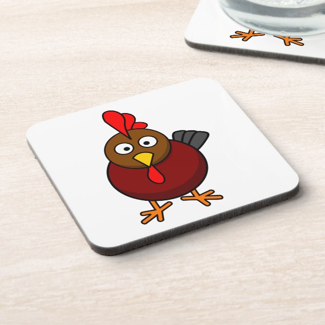 Cartoon Rooster  Beverage Coaster (Left Side)