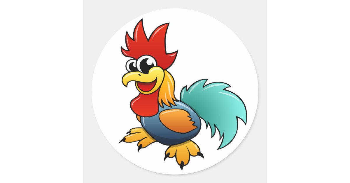 Cartoon Rooster Classic Round Sticker | Zazzle Cartoon Rooster Classic Round Sticker | Zazzle