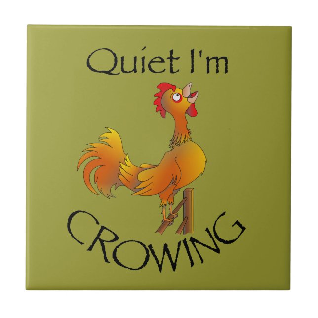Cartoon Rooster crowing Tile (Front)