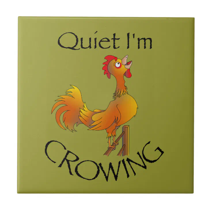 Cartoon Rooster crowing Tile | Zazzle