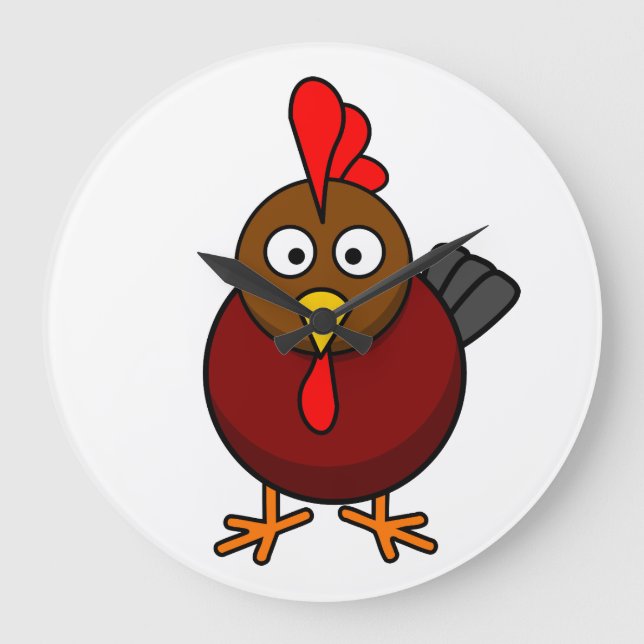 Cartoon Rooster  Large Clock (Front)