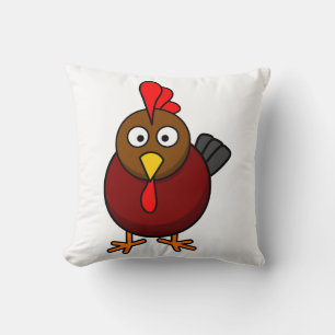 Cartoon Rooster Throw Pillow